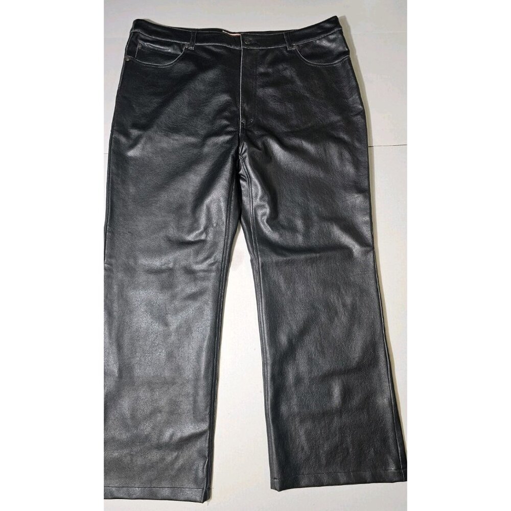 Vintage Cavaricci Faux Leather Pants Black Y2K Streetwear 38x33. (HL446)